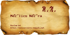 Málics Nóra névjegykártya