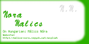 nora malics business card