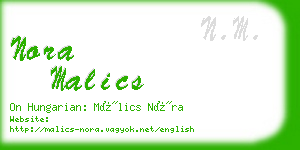 nora malics business card